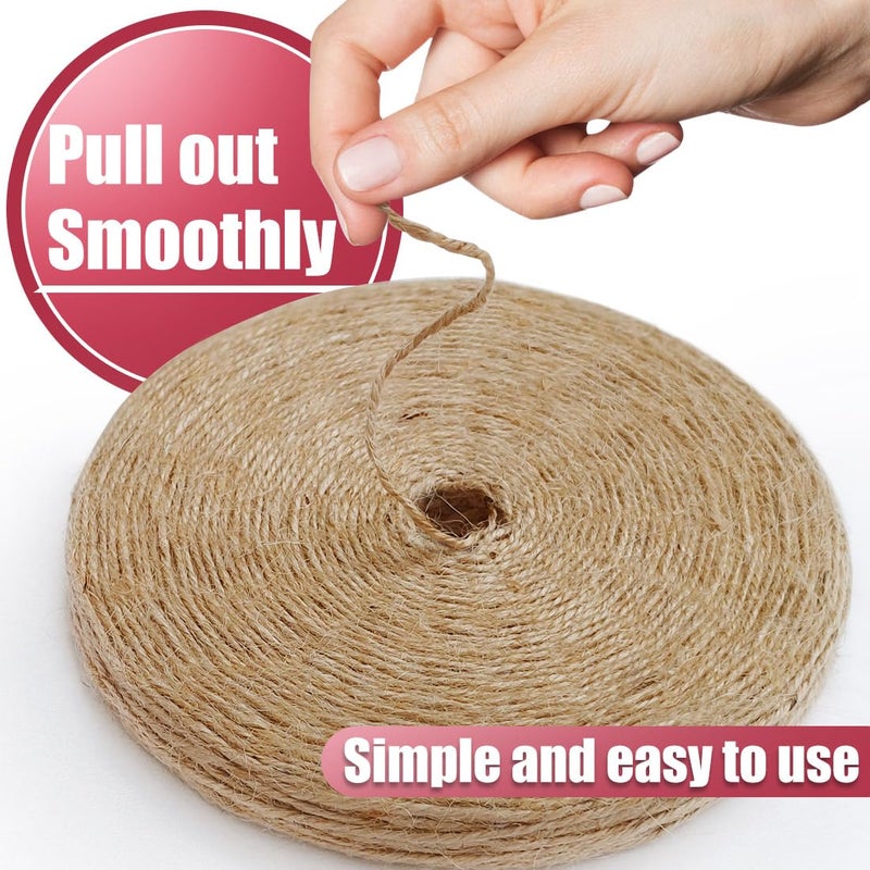 PH PERKHOMY PerkHomy Natural Jute Twine 600 Feet Long Twine String for Crafts Gift Wrapping Packing Gardening Crochet Knitting Macrame Decor (Brown 600feet Flat) - Image 2
